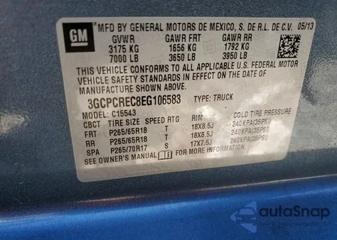 2014 Chevrolet Silverado C1500 Lt z USA, uszkodzony, nr VIN 3GCPCREC8EG106583